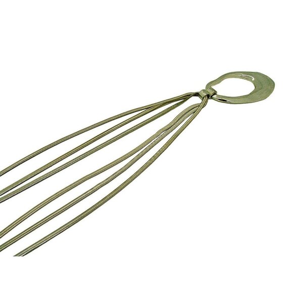 Chicos Multistrand Necklace Abstract Large Oval Pendant 40" Adjustable Gold Tone - Picture 5 of 9